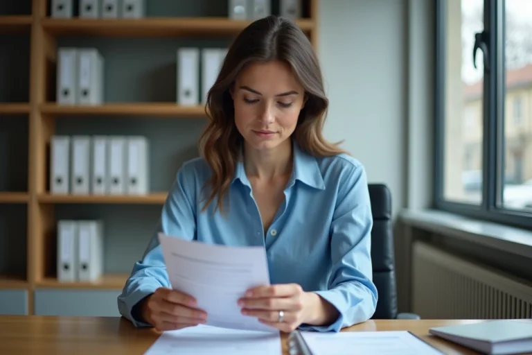Femme d affaires dans un bureau d assurance moderne
